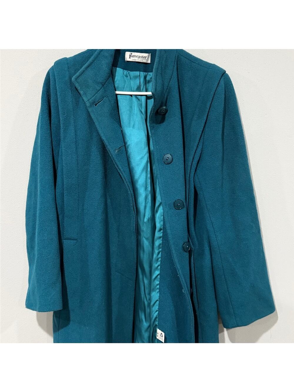Teal Vintage Wool Coat by Forecaster of Boston | Retro Chic | Made in USA Size L